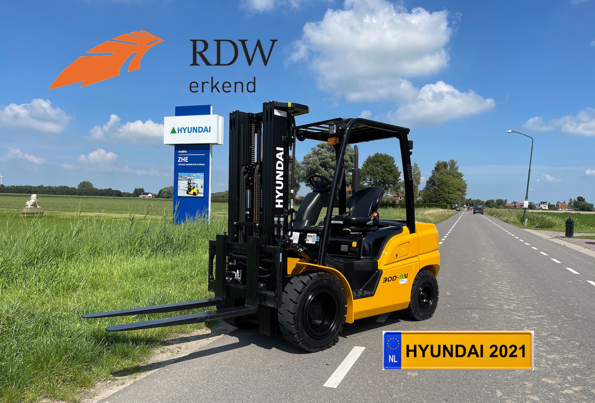 Hyundai diesel heftruck met RDW erkenning en kentekenregistratie